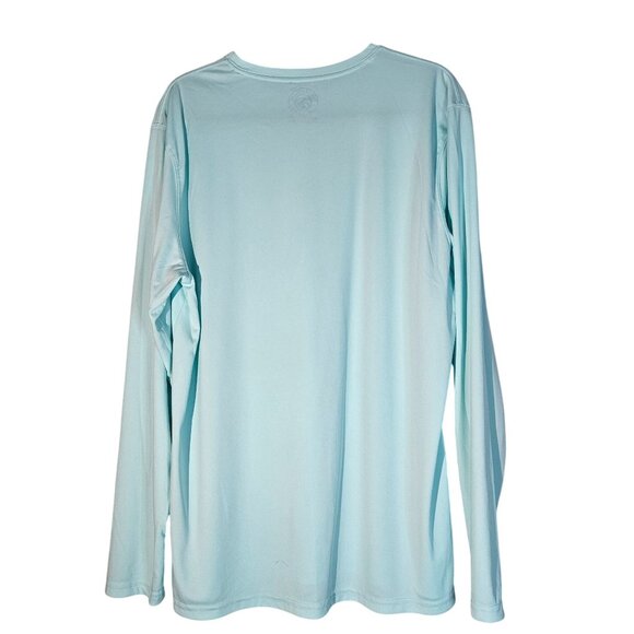 Vapor Apparel Mens Long Sleeve Performance Shirt XL Polyester Aqua UPF 50+ - Picture 3 of 11